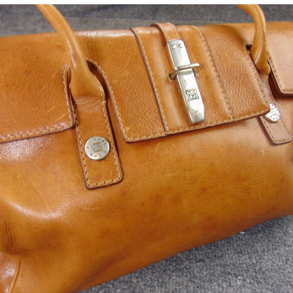 Michael Kors Satchel Tan Leather Buckle Large Handbag Shoulder Bag Distressed